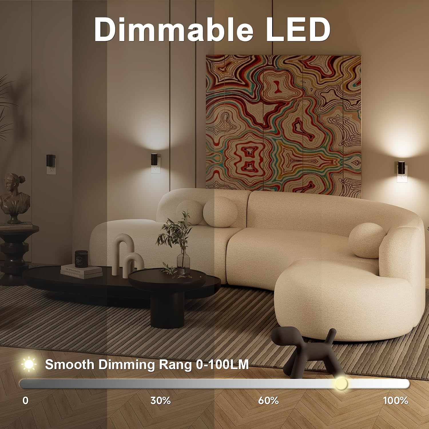 Dimmable Sensor 3-Color Slim Plug-In Black Night Lights