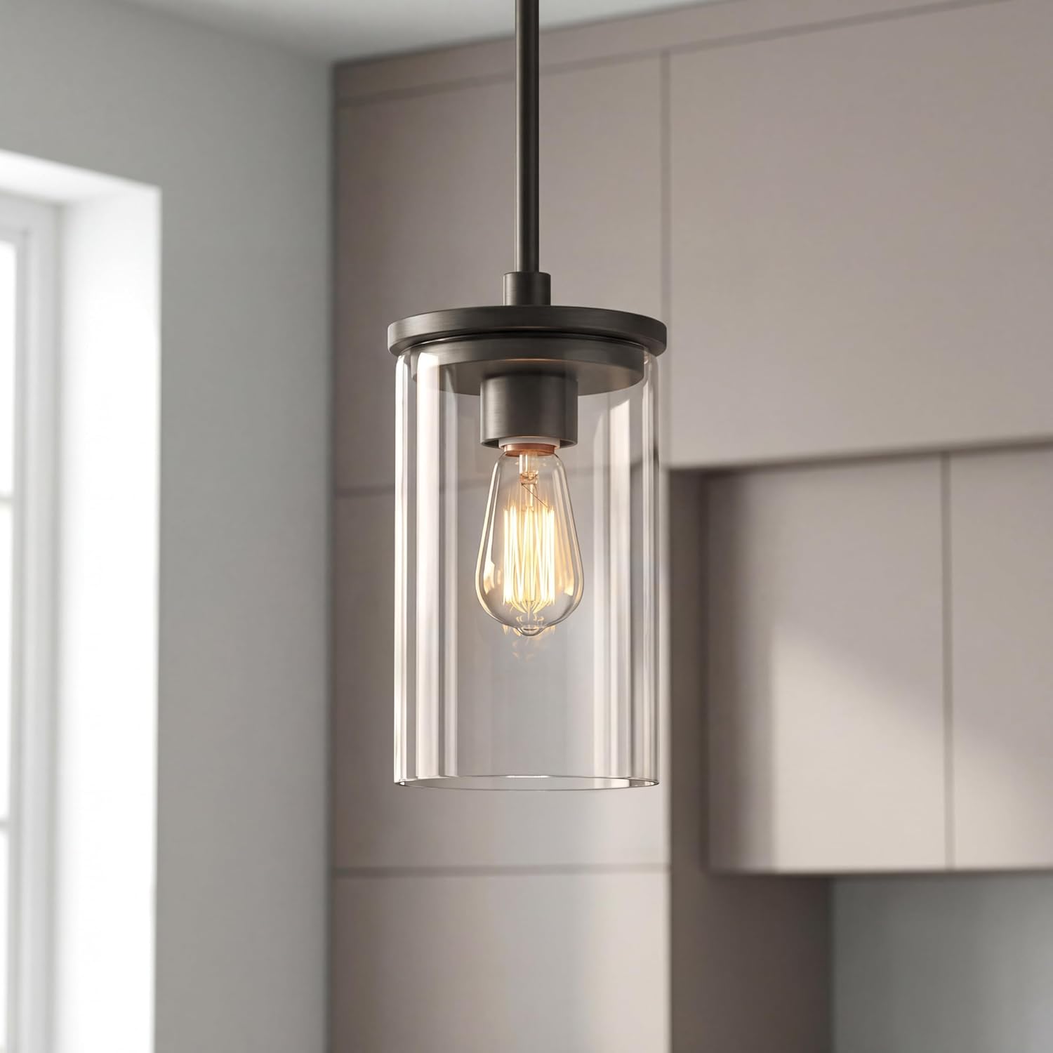 Contemporary Clear Glass Olde Bronze 10.75x6 Pendant Light