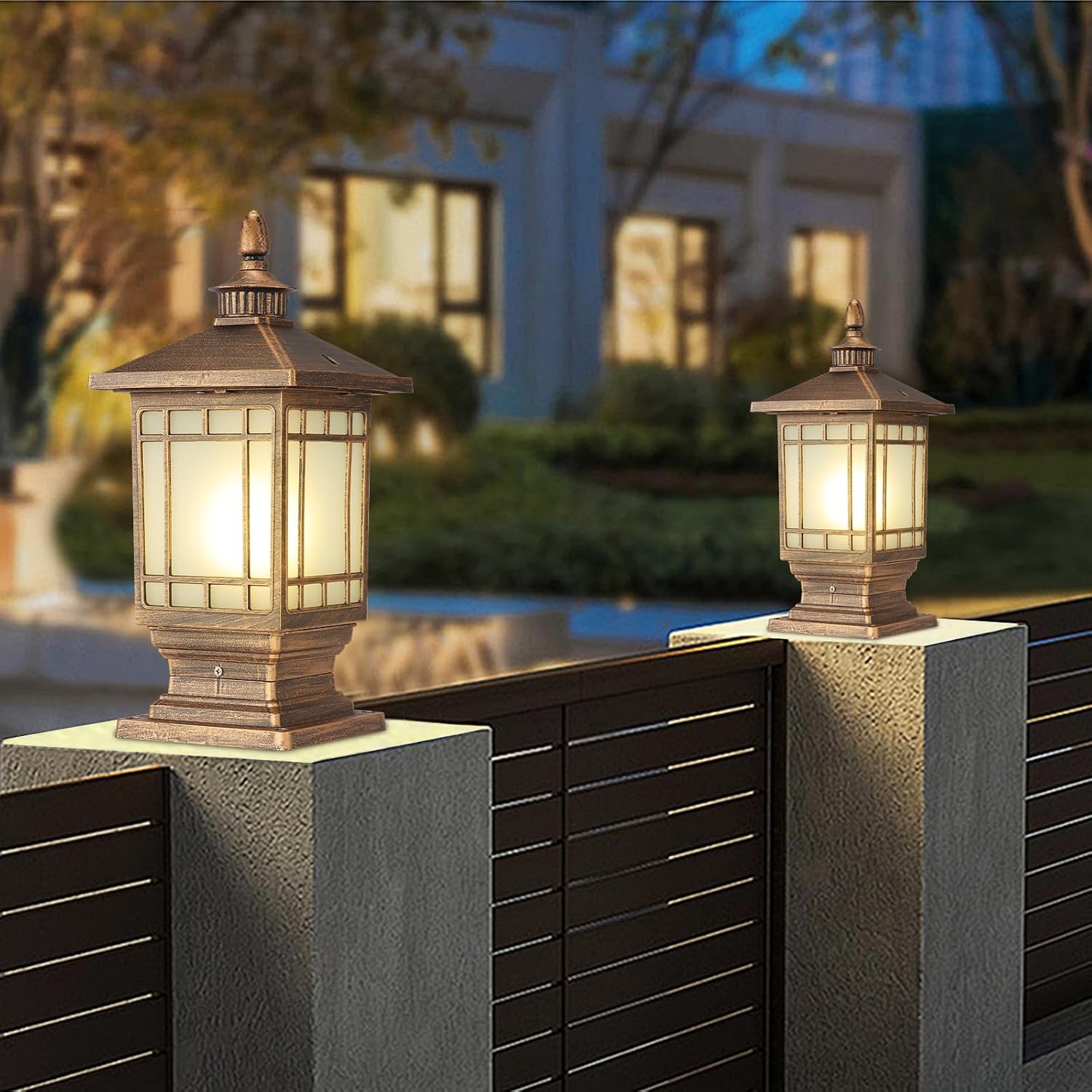 Waterproof Aluminum Glass Garden Post Lantern