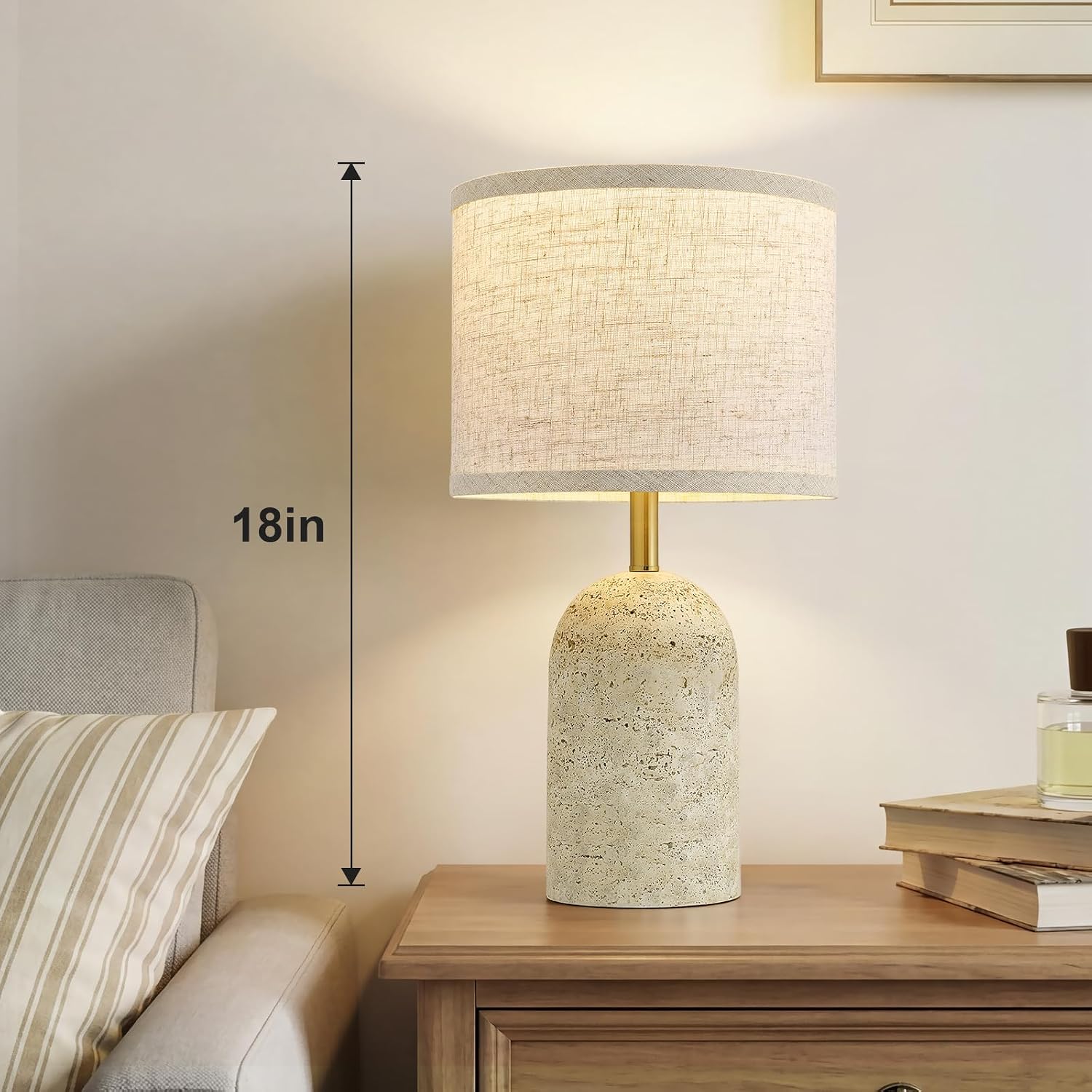 Stone Resin Bedside Table Lamps Set of Two