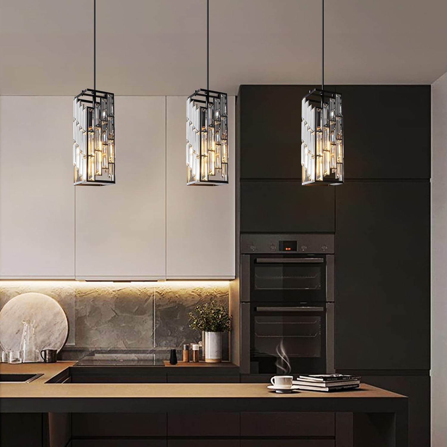 Adjustable Black Crystal Mini Modern Pendant Lights