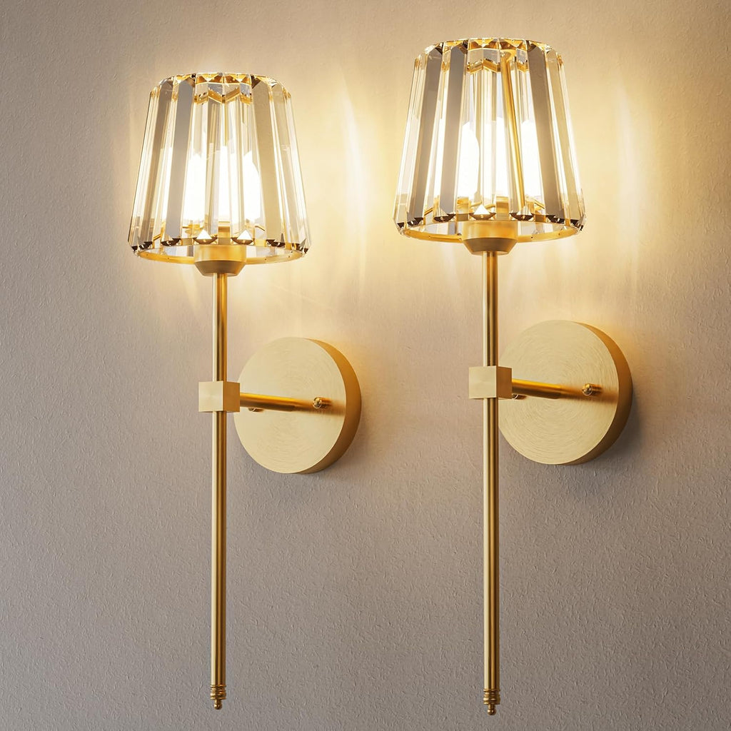 RGB Crystal Gold Rechargeable Wall Sconces Set Two