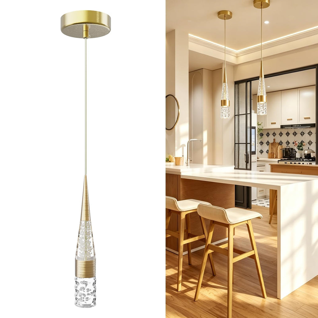 Dimmable Gold Crystal Adjustable LED Pendant Light