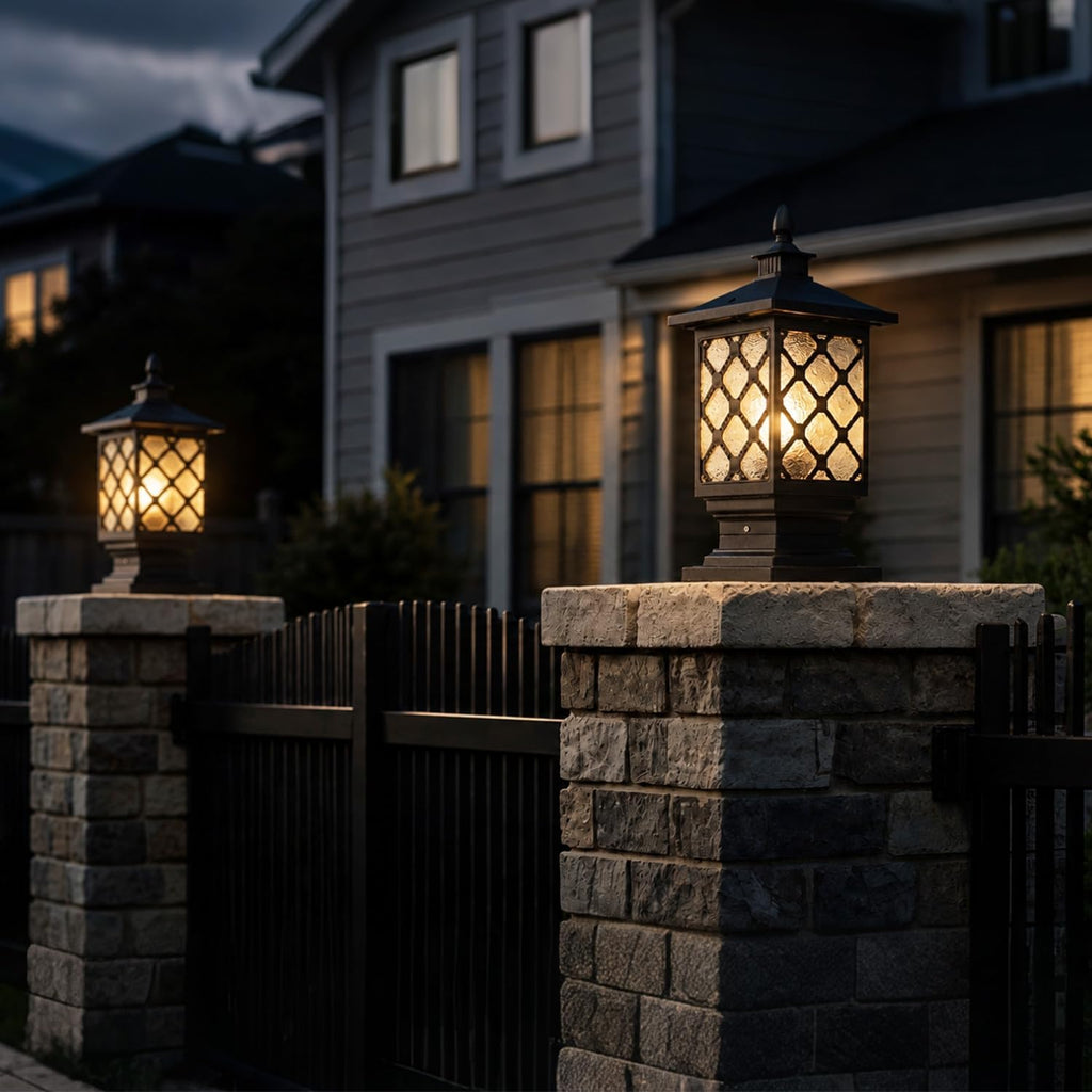 Waterproof Glass Outdoor Aluminum Post Lantern