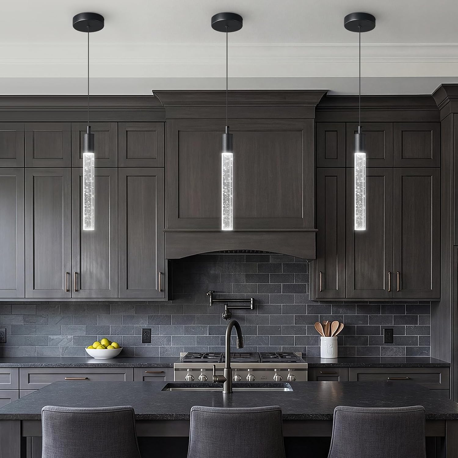 Dimmable Black Crystal Mini LED Pendant Lights