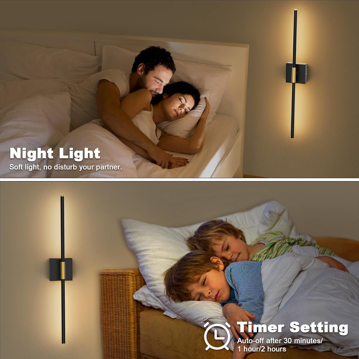 360 Rotatable Rechargeable Dimmable LED Wall Sconces Set