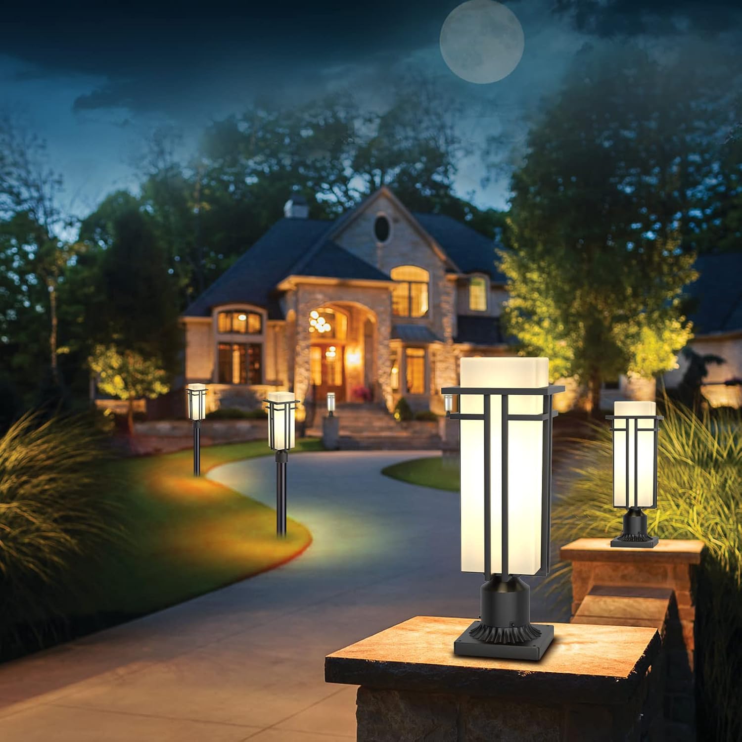 Aluminum Outdoor Post Lantern Pier Mount Lamp