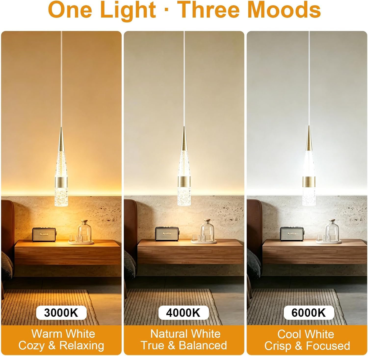 Dimmable Gold Crystal Adjustable LED Pendant Light