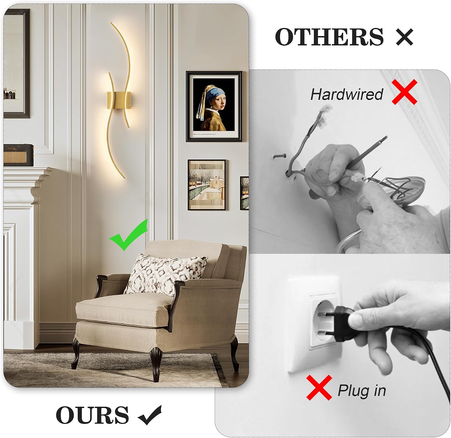 Rechargeable Gold Remote Dimmable Battery Wall Sconces