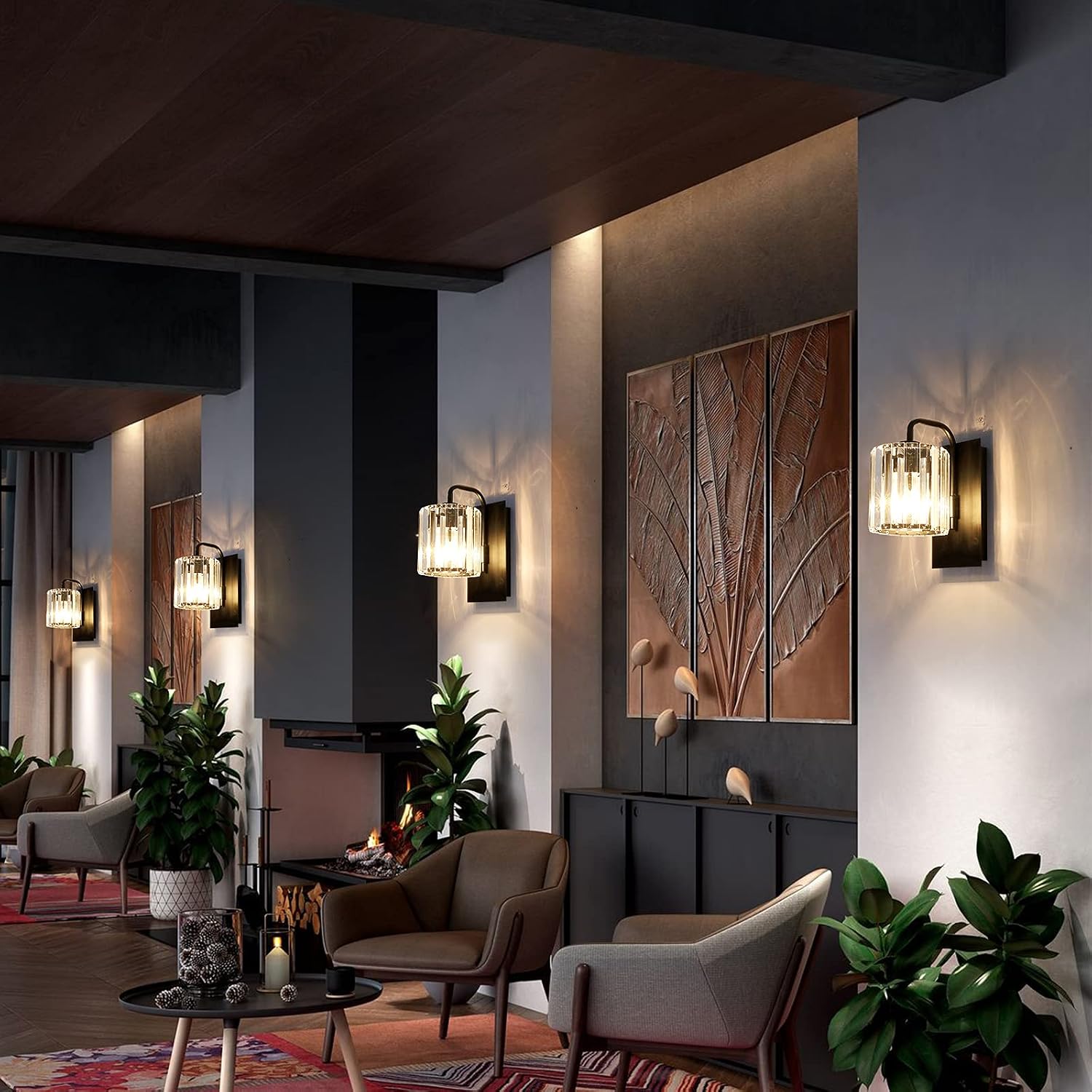 Black Crystal Modern Indoor LED Wall Sconce 10 Inch