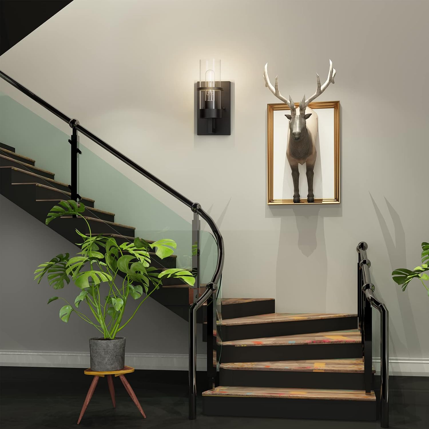 Clear Glass Black Farmhouse Bathroom Wall Sconces