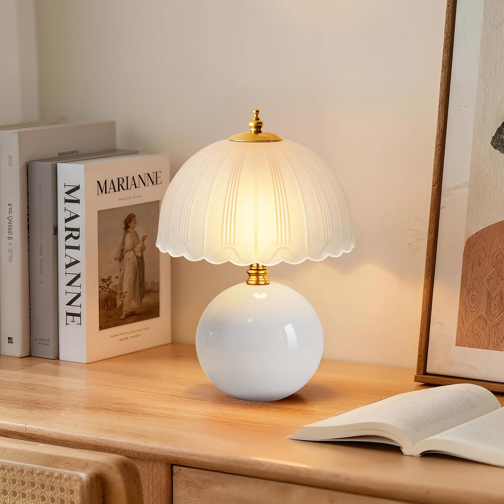 White Ceramic Mushroom Bedside Table Lamp