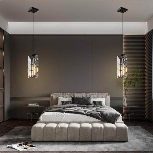 Adjustable Black Crystal Mini Modern Pendant Lights