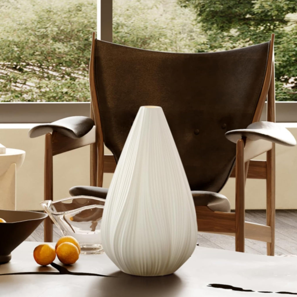Dimmable White Ceramic Handcrafted Bedside Lamp