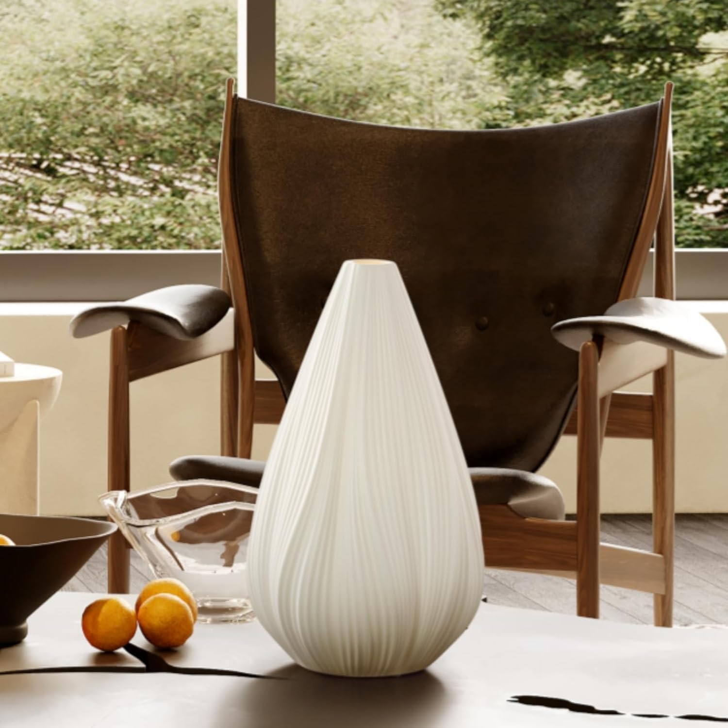 Dimmable White Ceramic Handcrafted Bedside Lamp
