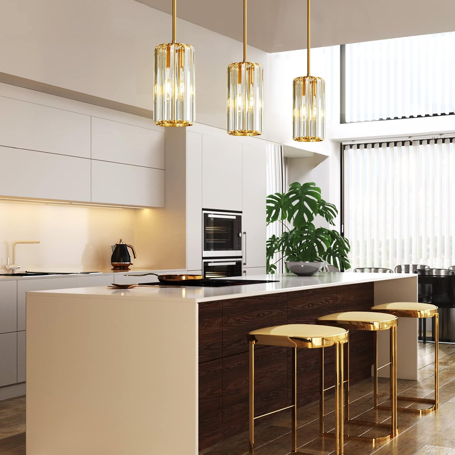 Adjustable Gold Crystal Mini Modern Pendant Lights