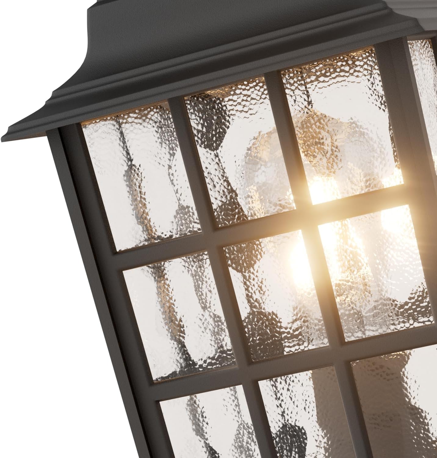 Black Ripple Glass Post Lamps Set of Two