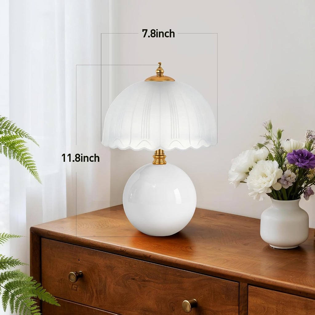 White Ceramic Mushroom Bedside Table Lamp