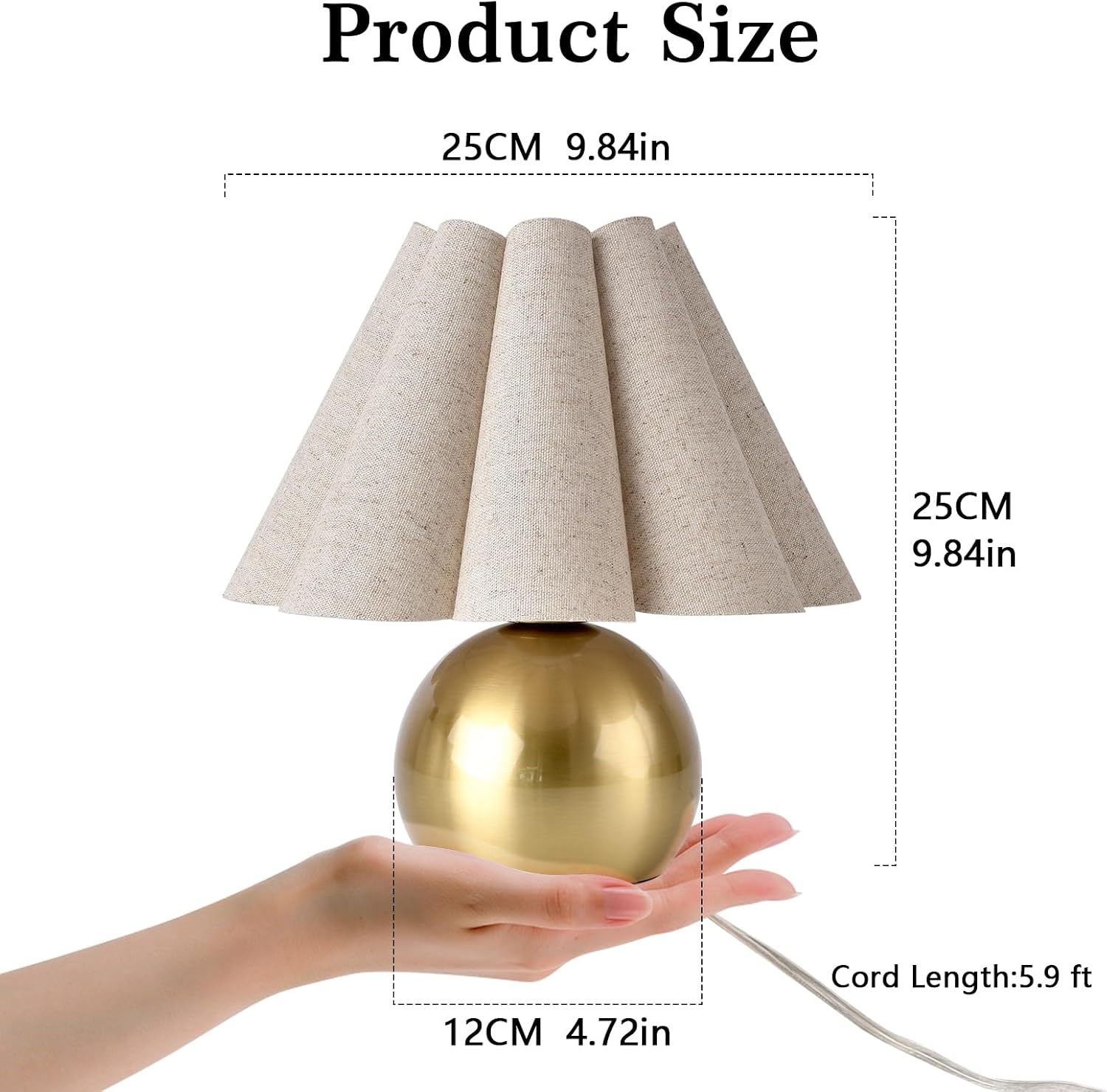 Scalloped Gold Mini Bedside Lamp For Small Spaces