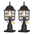 Black Ripple Glass Post Lamps Set of Two