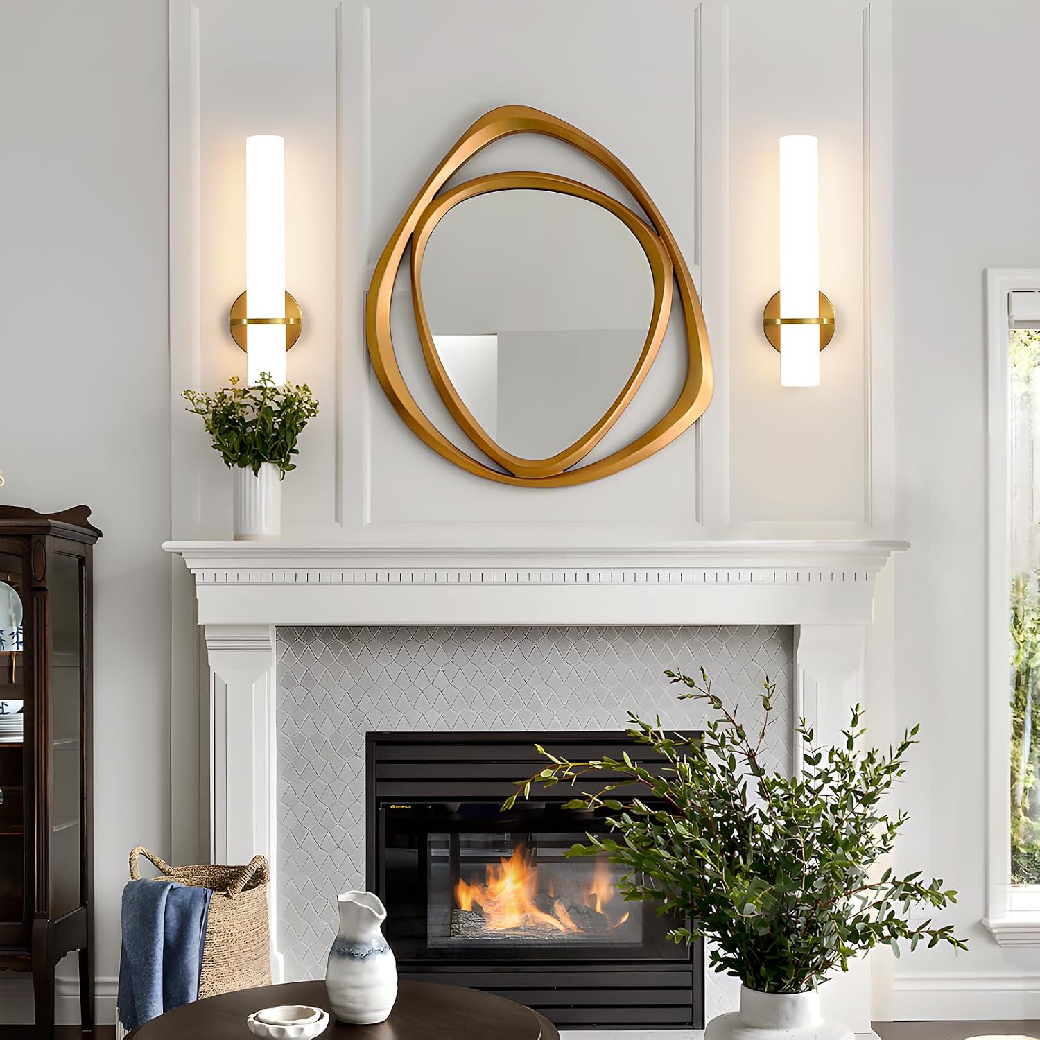 Gold Dimmable LED Acrylic Wall Sconces Set Two
