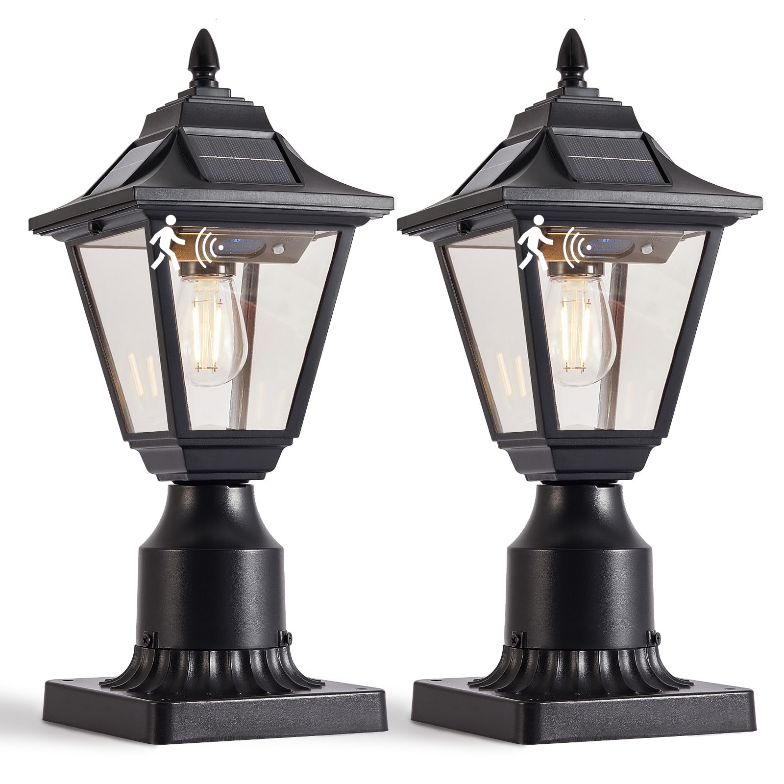 Motion Solar Post Lantern Lights Set of Two
