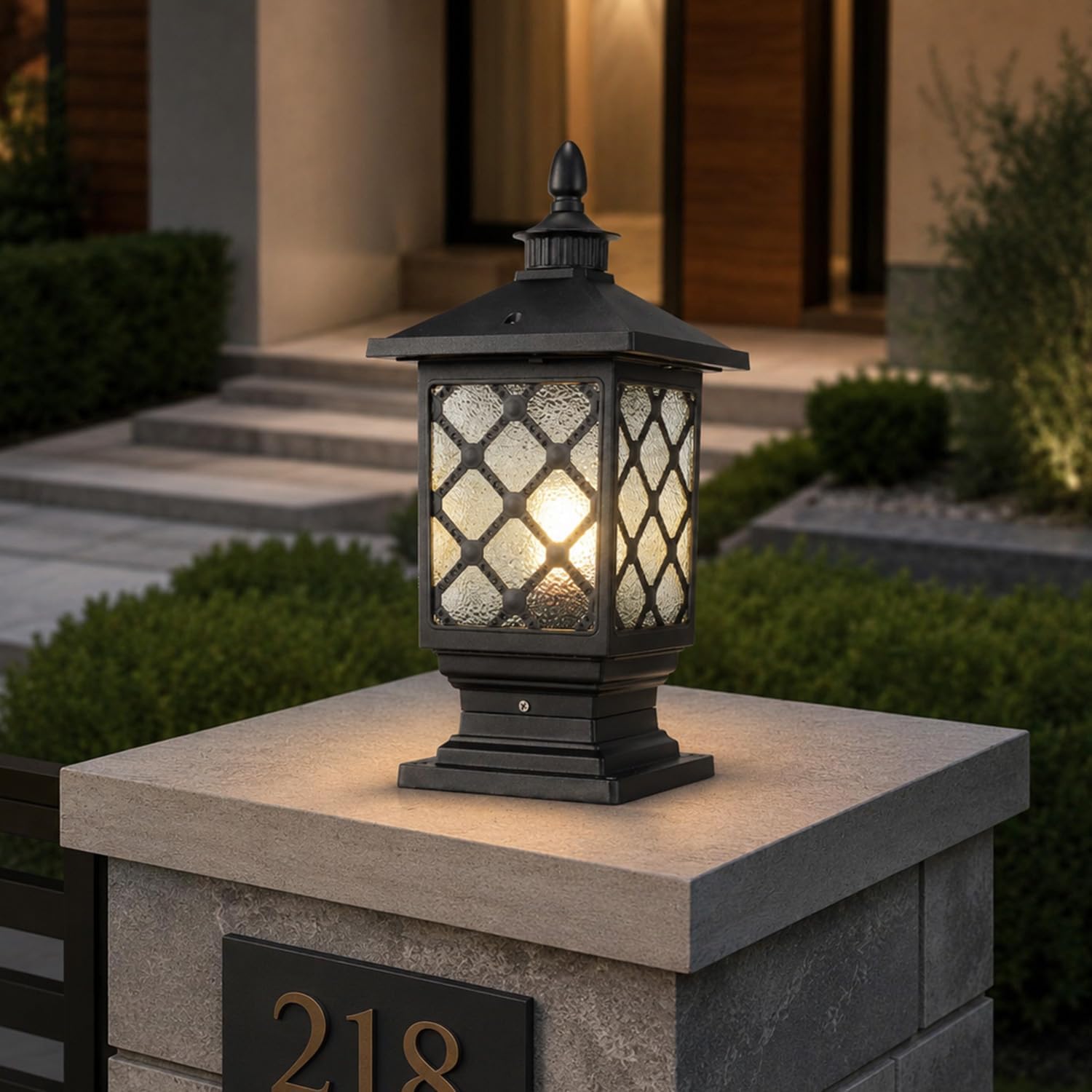 Waterproof Glass Outdoor Aluminum Post Lantern