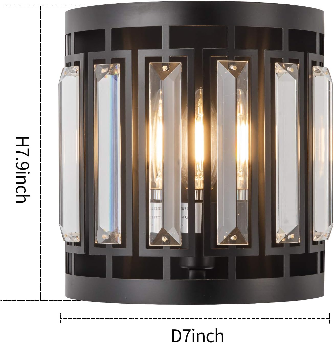K9 Crystal Black Modern Bedroom Wall Sconce