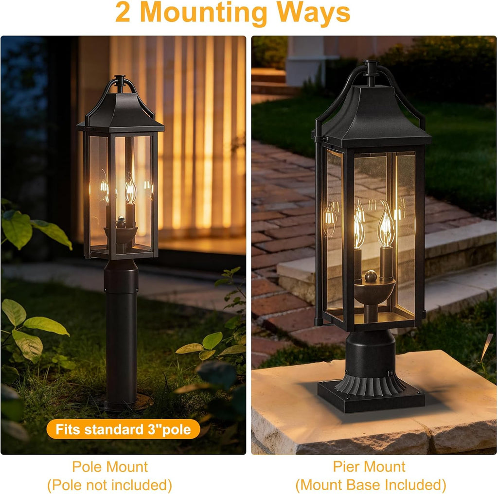 23 Inch Modern Waterproof Outdoor Post Lantern