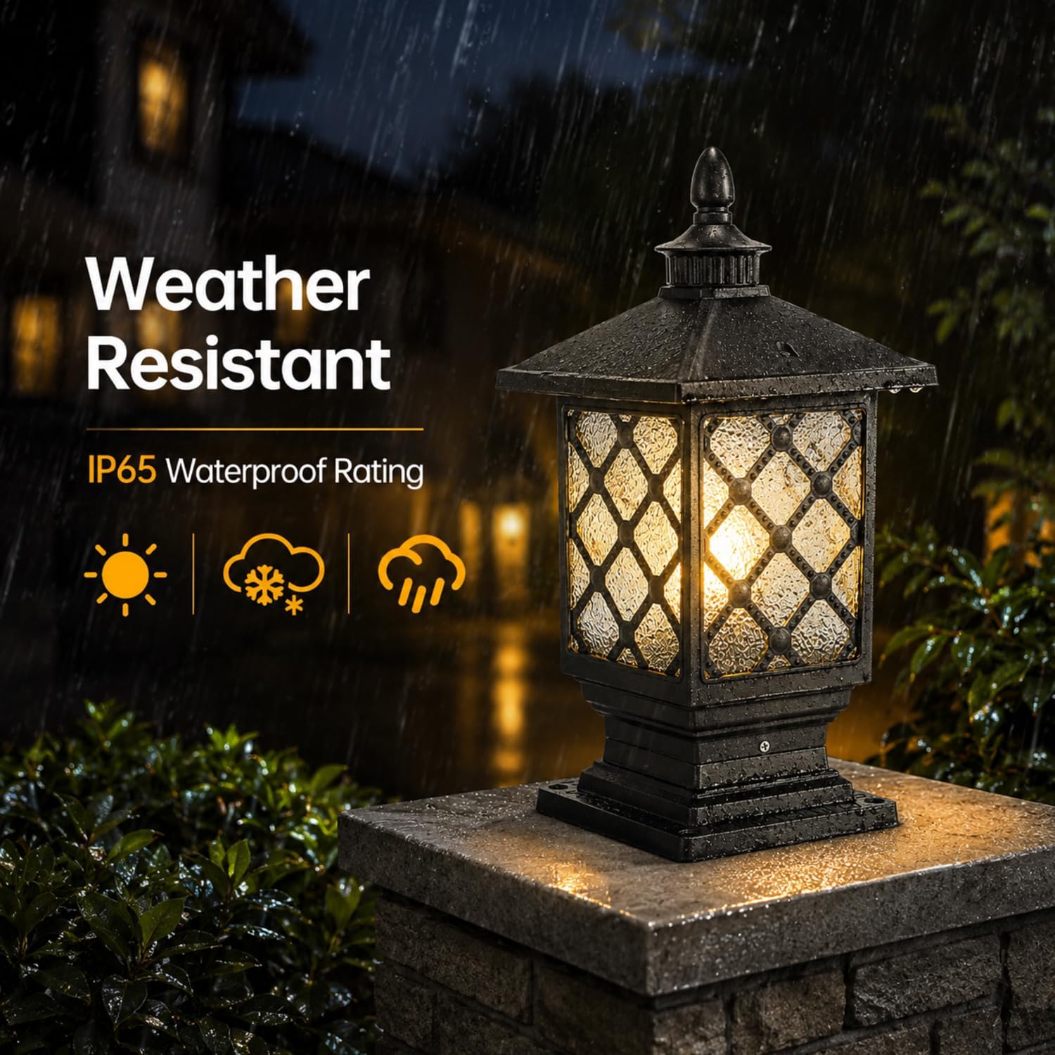 Waterproof Glass Outdoor Aluminum Post Lantern