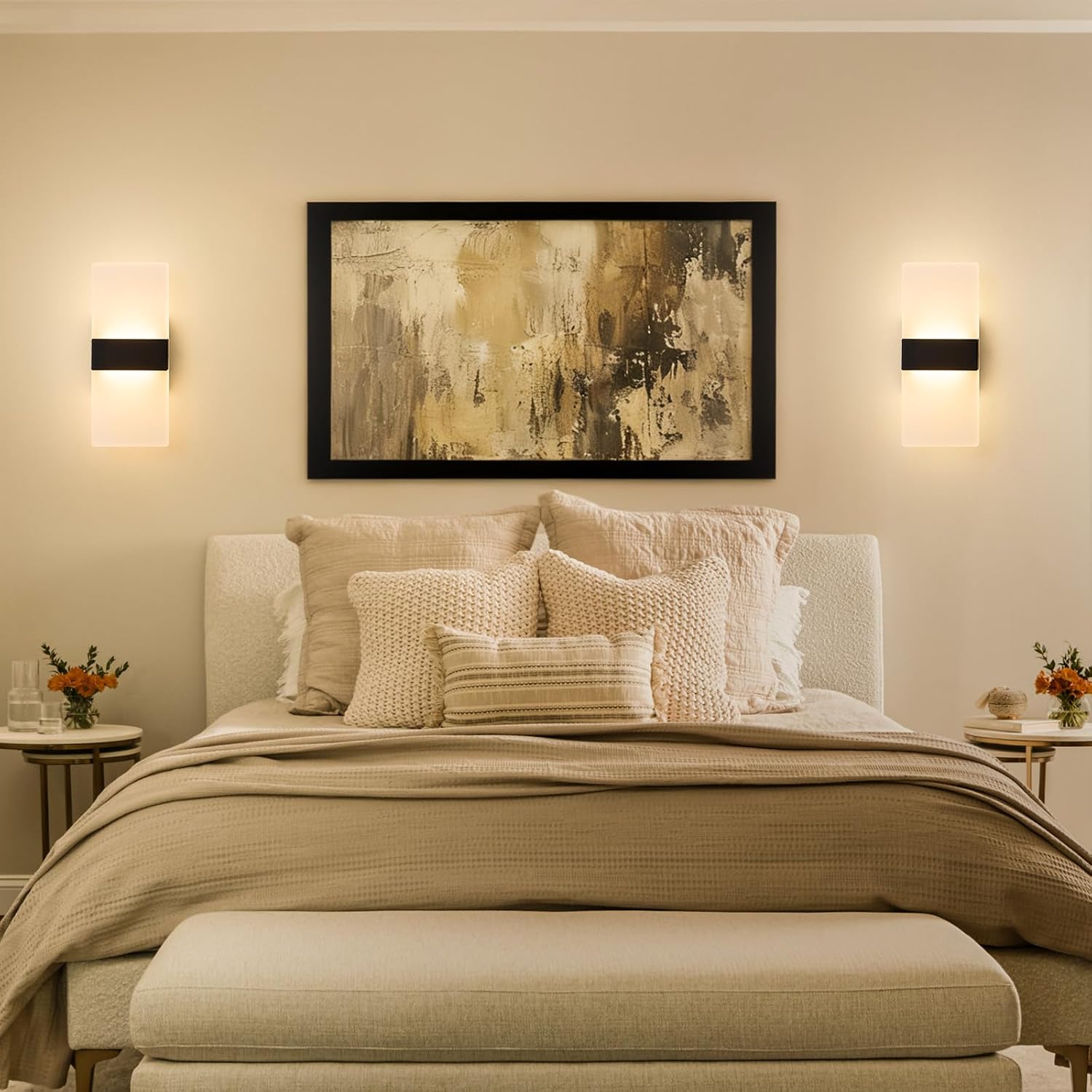 Dimmable 5CCT Black Acrylic LED Wall Sconces Set Two