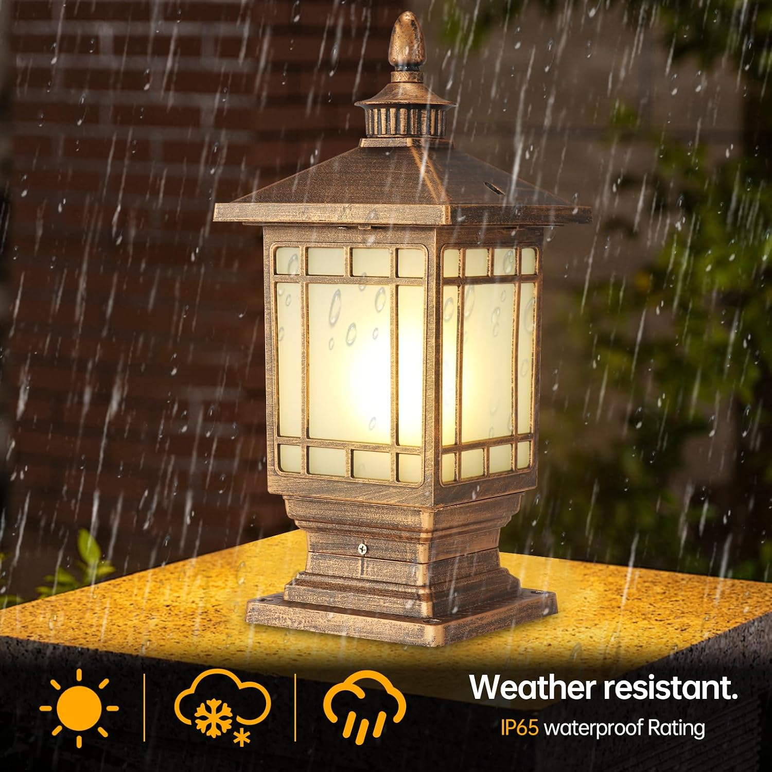 Waterproof Aluminum Glass Garden Post Lantern