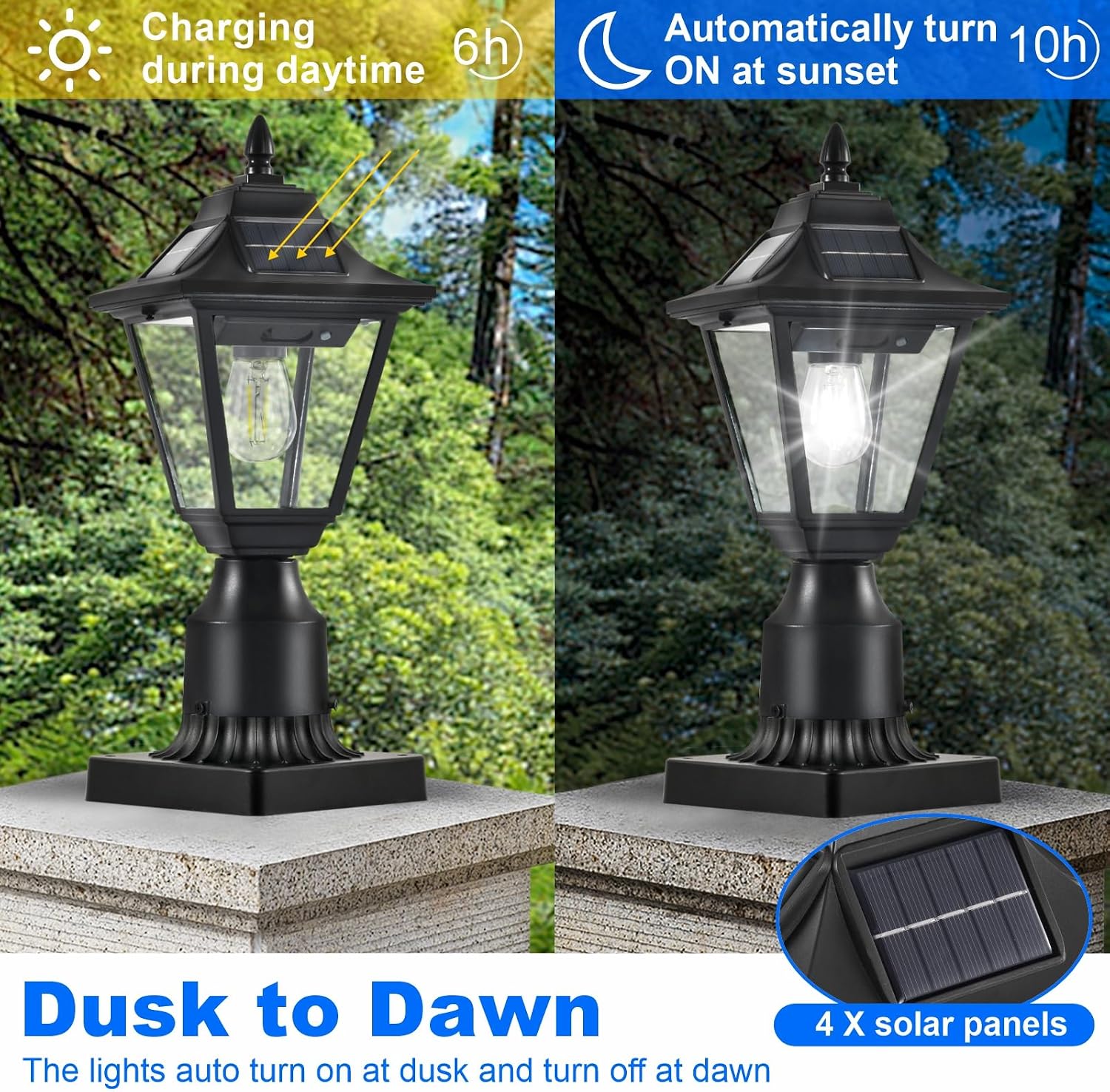 Motion Solar Post Lantern Lights Set of Two