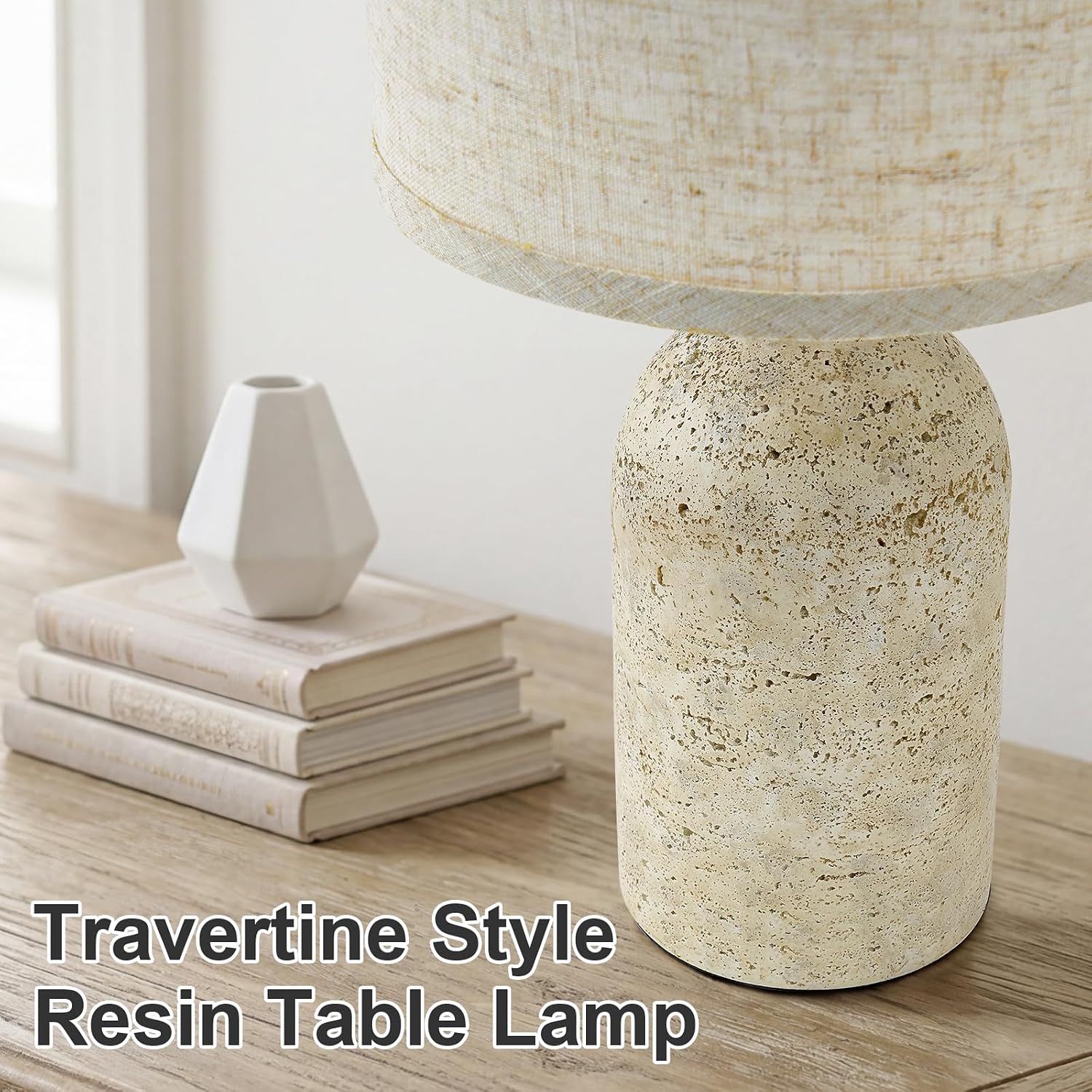 Stone Resin Bedside Table Lamps Set of Two