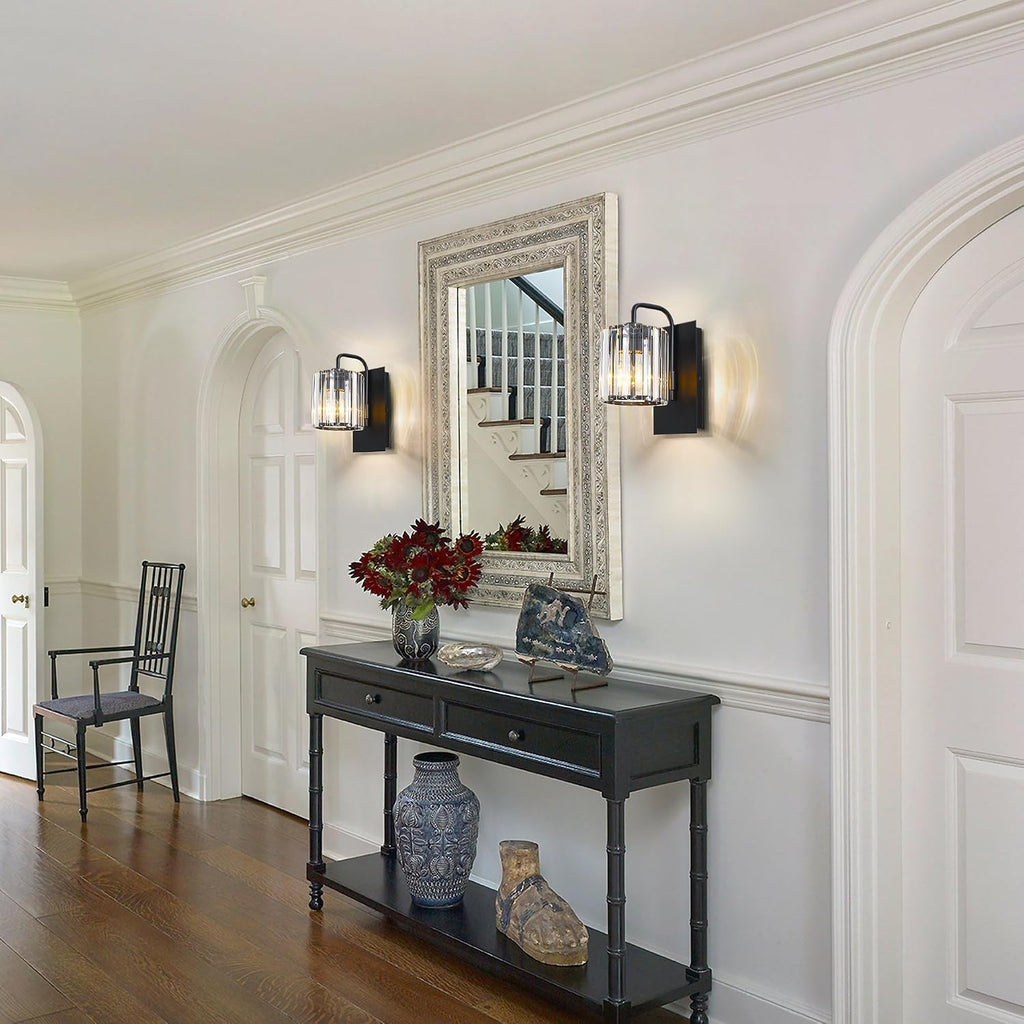 Black Crystal Modern Indoor LED Wall Sconce 10 Inch
