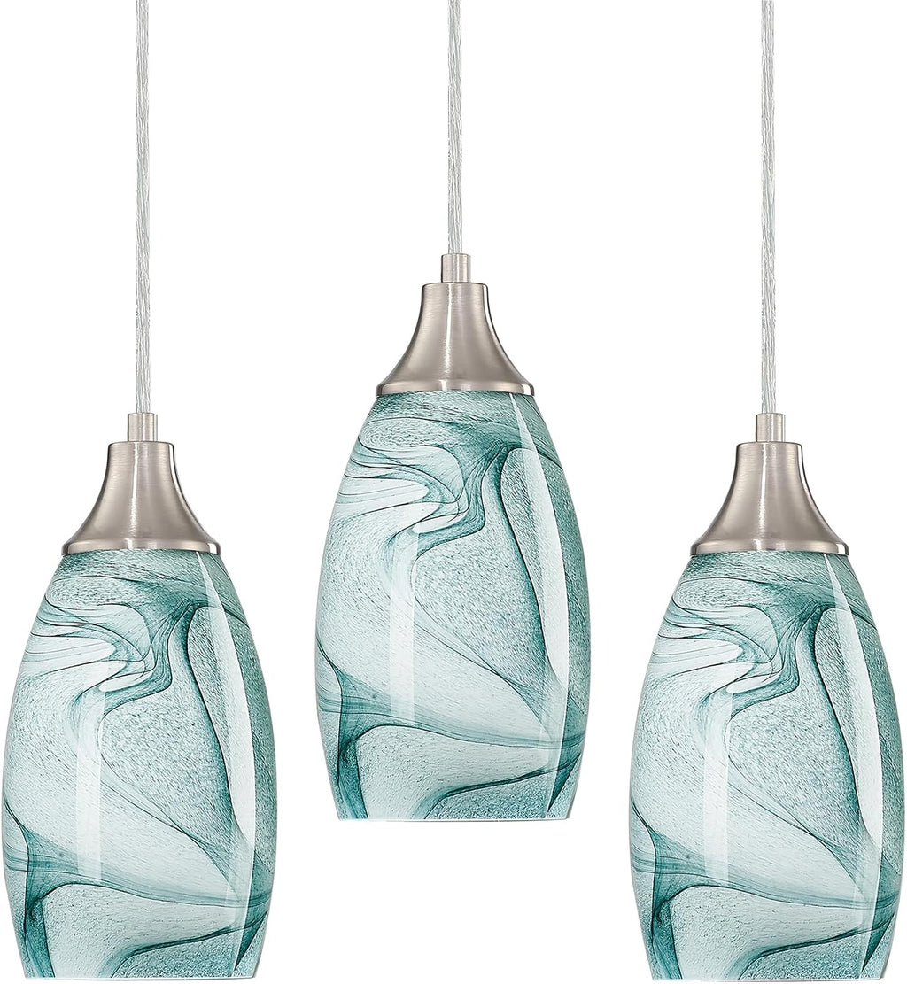 Hand Blown Glass Adjustable Nickel Mini Pendant Lamp