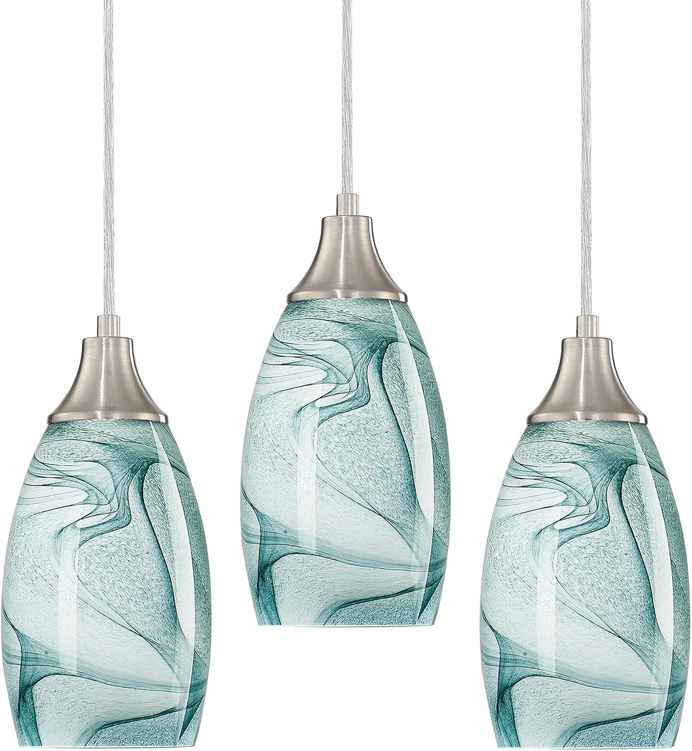 Hand Blown Glass Adjustable Nickel Mini Pendant Lamp