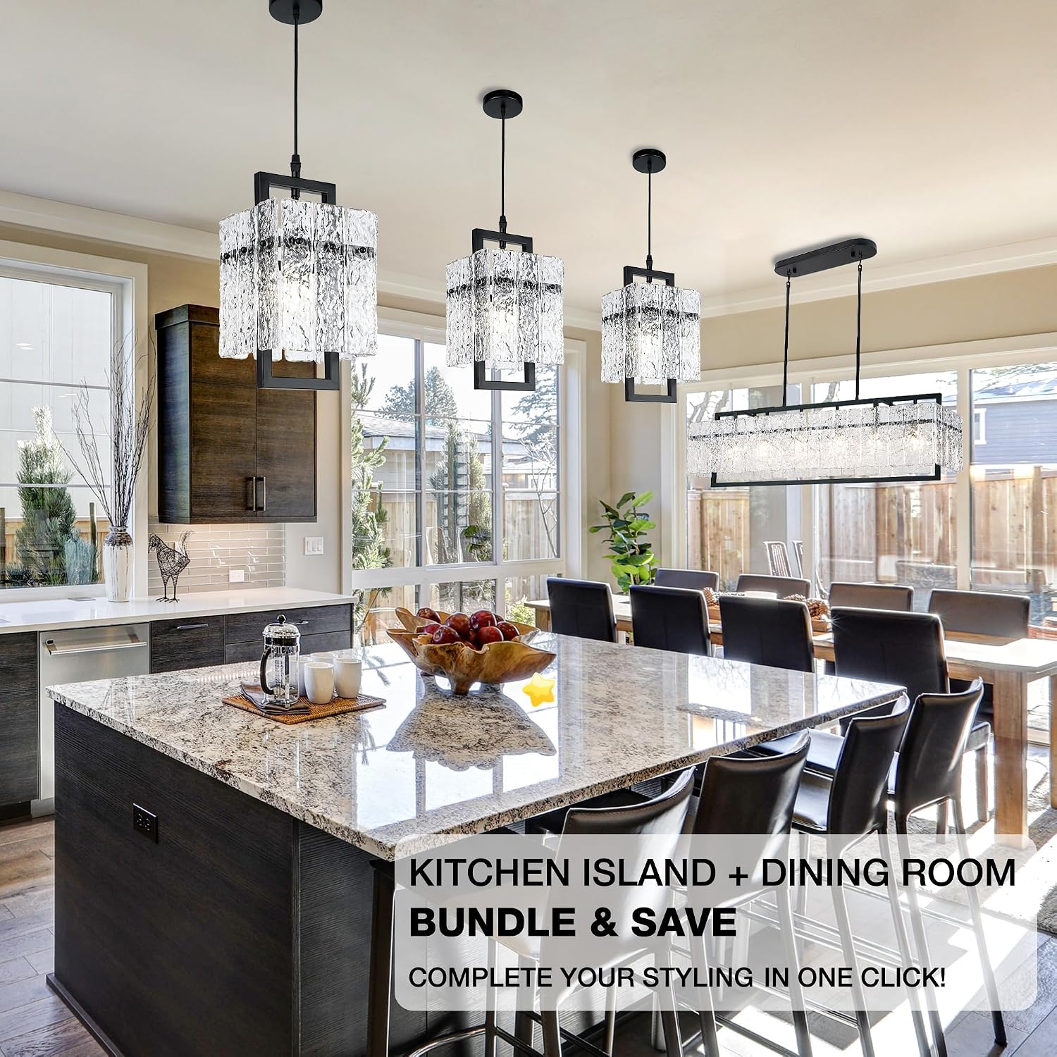 Water Ripple Crystal Adjustable Black Pendant Light