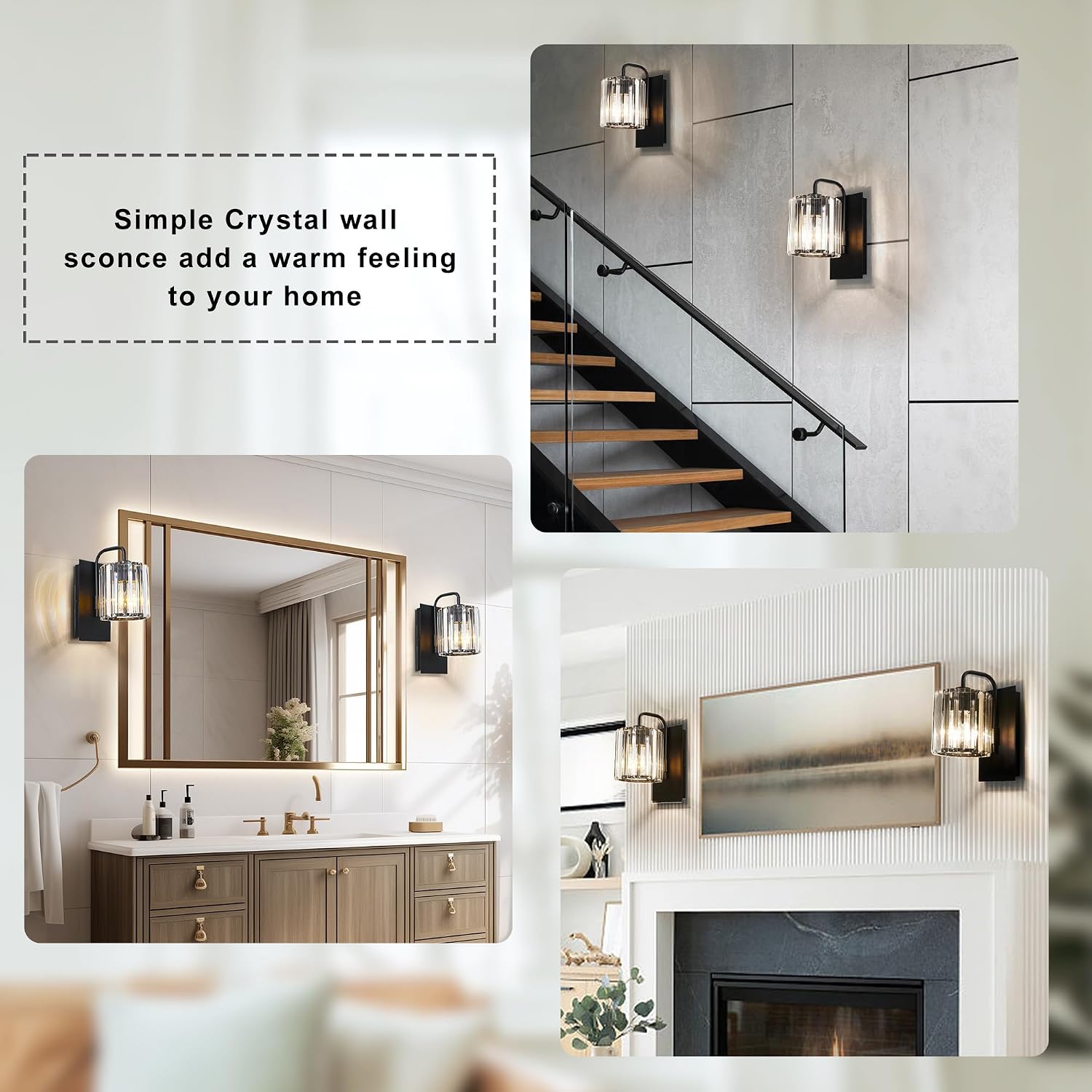 Black Crystal Modern Indoor LED Wall Sconce 10 Inch