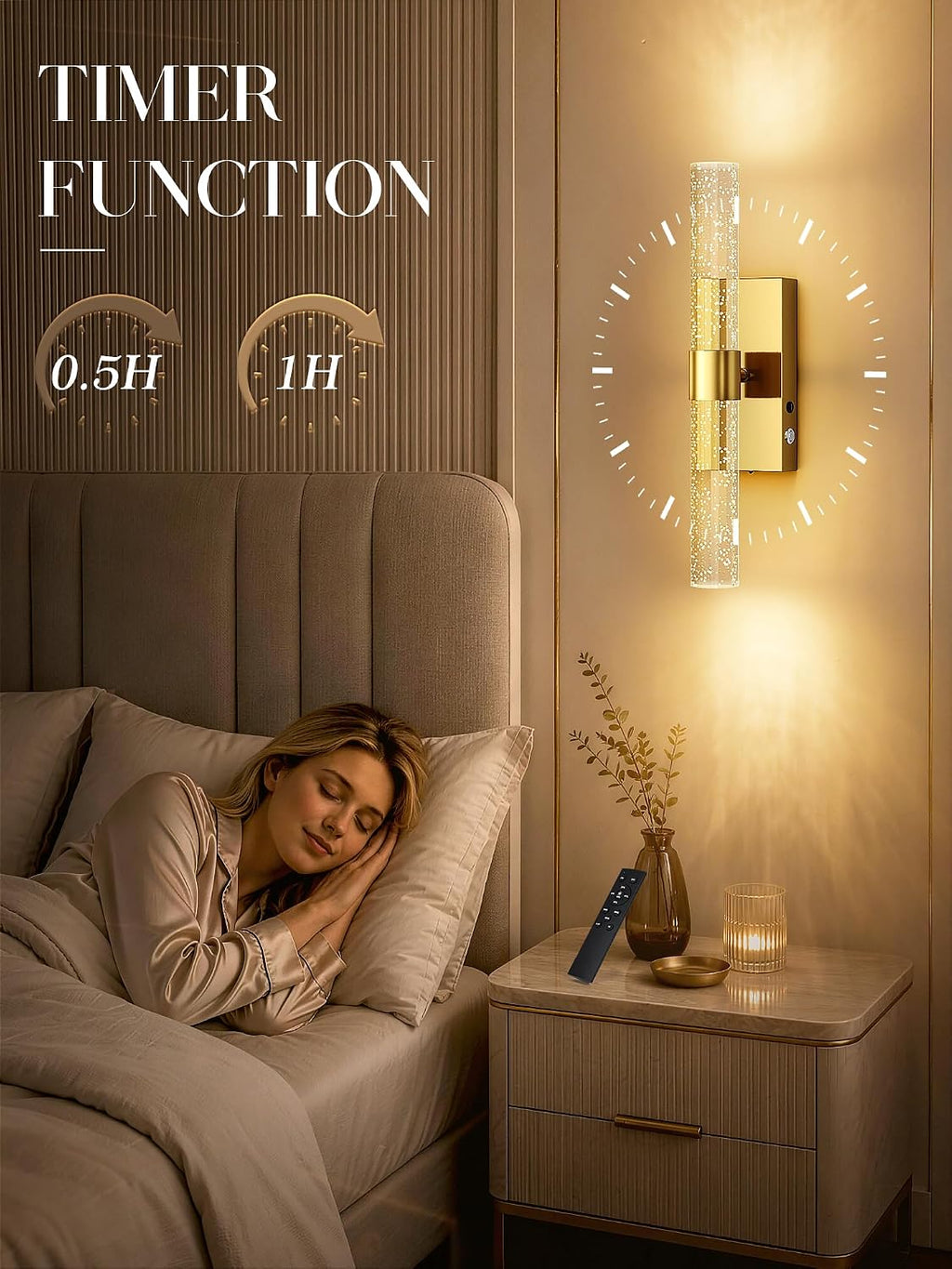 Cordless Dimmable Gold Wall Sconces Set of Two