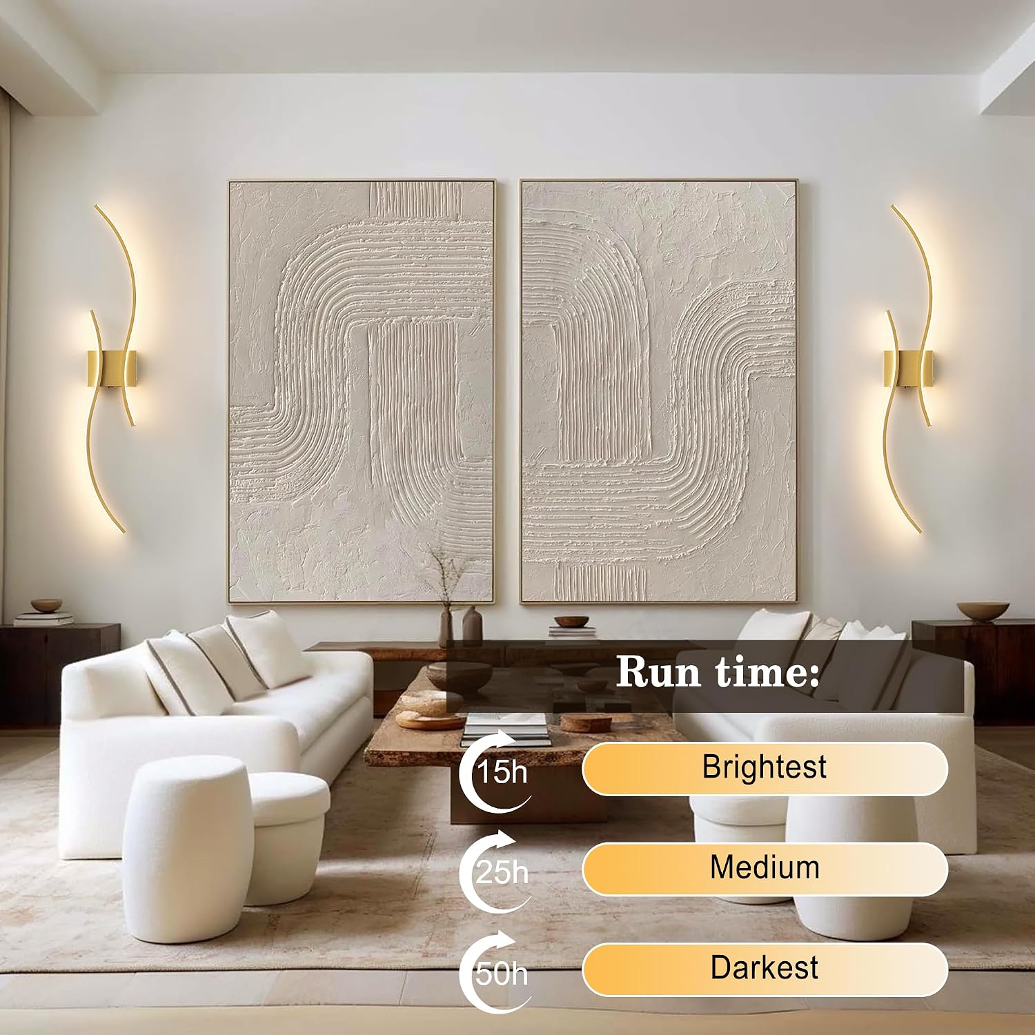 Rechargeable Gold Remote Dimmable Battery Wall Sconces