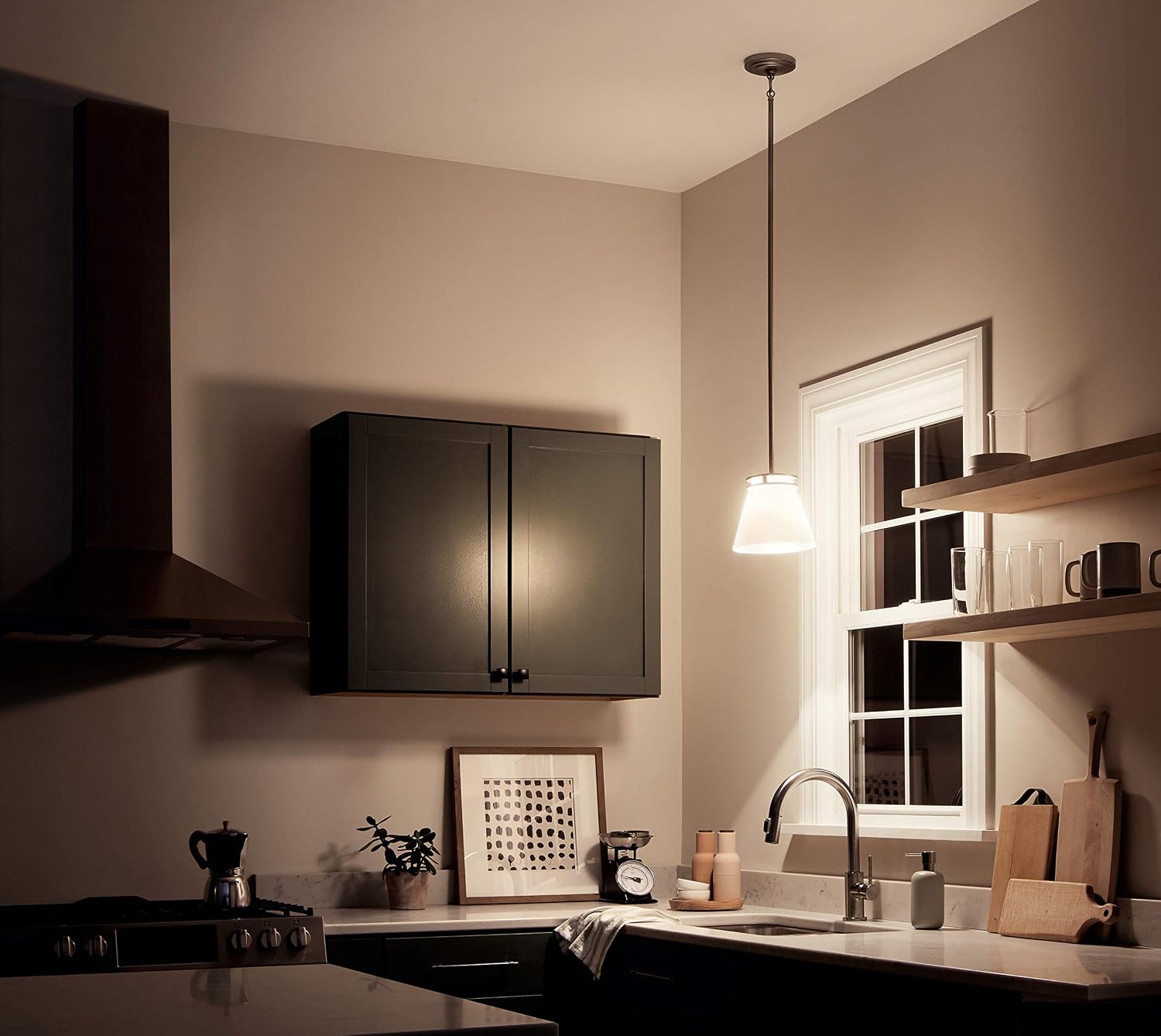 Brushed Nickel Opal Glass Mini Kitchen Pendant Light