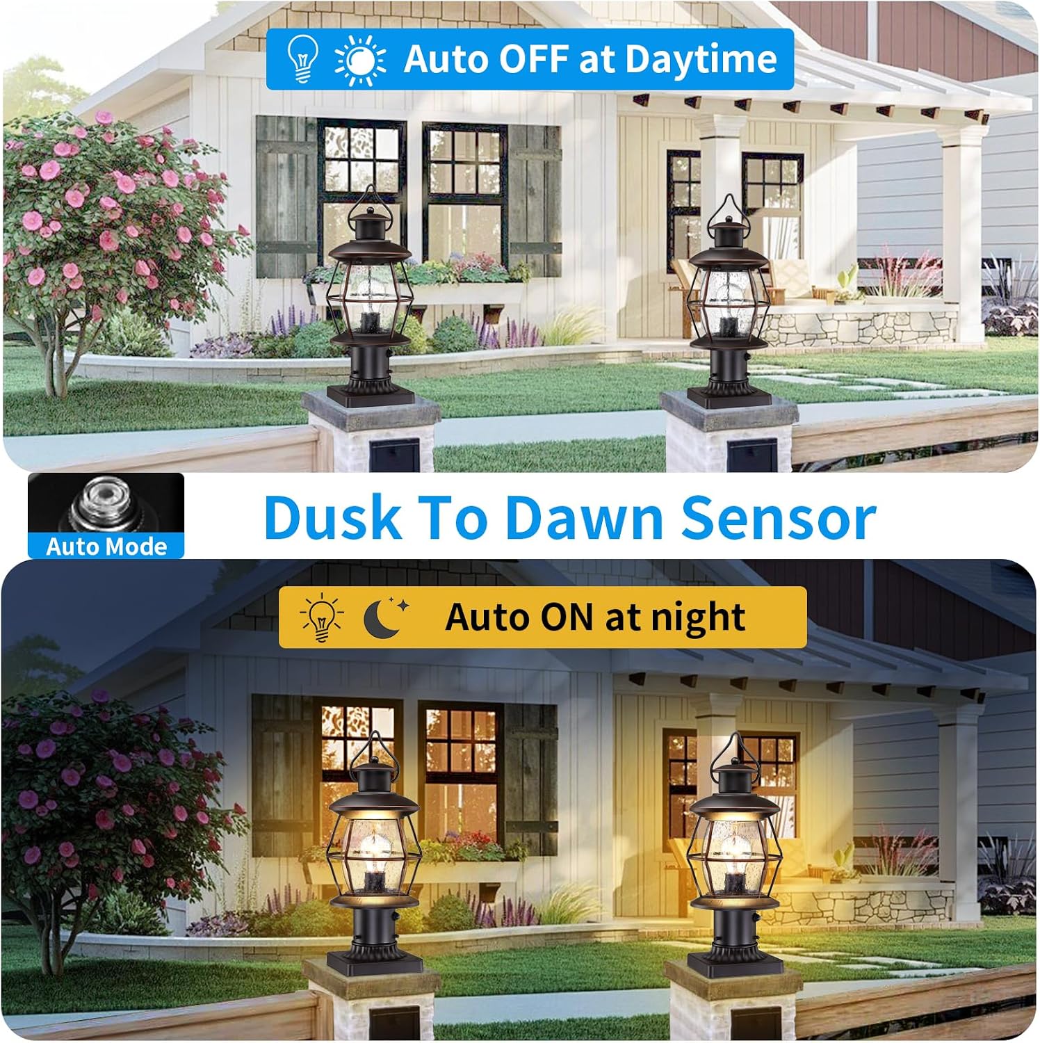 Bronze Dusk Dawn Waterproof Outdoor Post Lamp