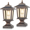 Black Solar Glass Post Cap Lights Set Two