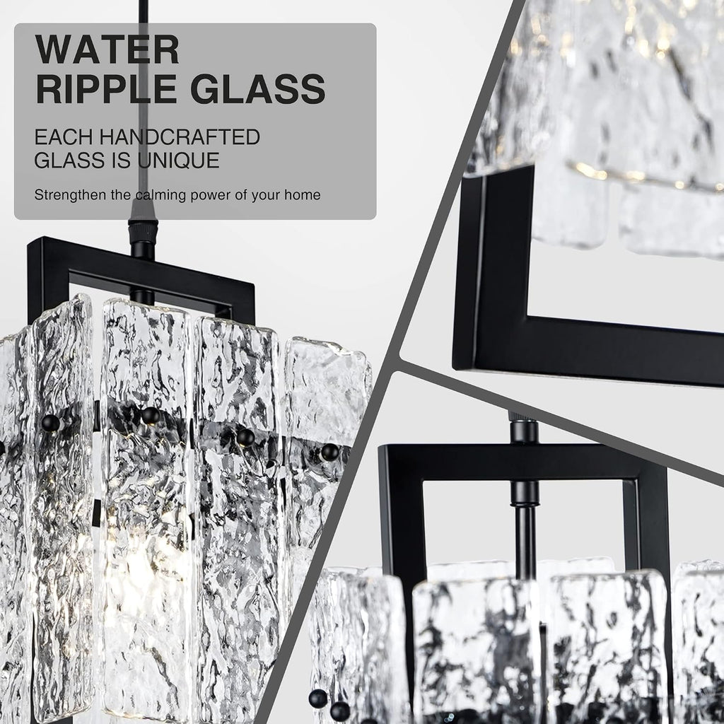 Water Ripple Crystal Adjustable Black Pendant Light